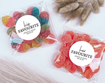 His Favourite & Her Favourite Favour Labels + Bags | Wedding Favours | Candy Label | His and Her Favorite | Wedding Favor Candy Bags | DIY