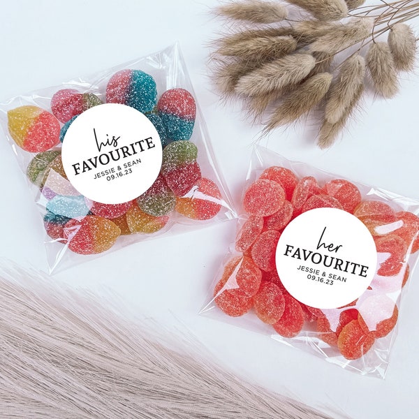 His Favourite & Her Favourite Favour Labels + Bags | Wedding Favours | Candy Label | His and Her Favorite | Wedding Favor Candy Bags | DIY