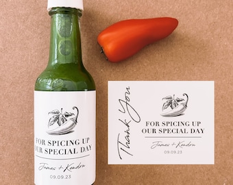 NEW! Hot Sauce Wedding Favour Labels | Personalized Hot Sauce Label  | Spicing Up | Hot Sauce Favors | Engagement | Favor | Set Of 6
