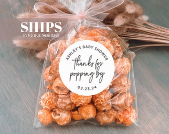 Popcorn Favor Labels + Bags | Baby Shower Favours | Ready To Pop | Thanks for Popping By | His and Her Favourite | Shower Favor Bags | DIY