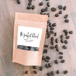 Sacola de lembrancinhas de casamento The Perfect Blend Coffee | Lembrancinha de chá de panela | Bolsa de lembrancinhas de café | Lembrancinha de casamento personalizada | Lembrancinha de chá | Branco