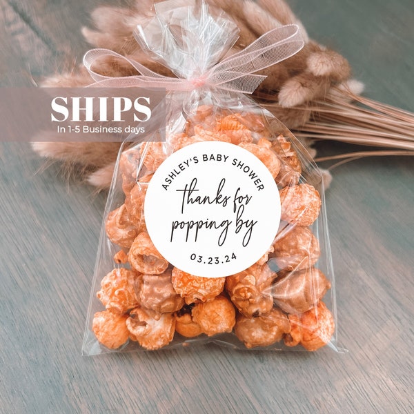 Popcorn Favor Labels + Bags | Baby Shower Favours | Ready To Pop | Thanks for Popping By | His and Her Favourite | Shower Favor Bags | DIY