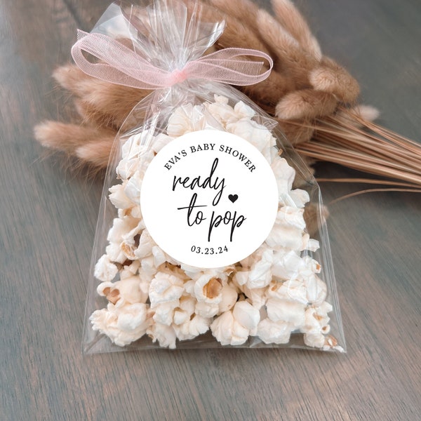 Popcorn Favor Labels + Bags | Baby Shower Favours | Ready To Pop | Popcorn Thank You | His and Her Favourite | Shower Favor Bags | DIY