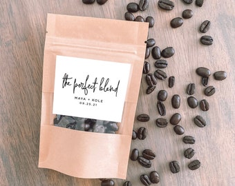The Perfect Blend Coffee Wedding Favour Bag | Bridal Shower Favour | Coffee Favour Pouch | Personalized Wedding Favour | Tea Favour | White