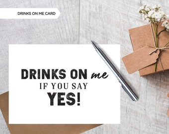 NEW! Drinks On Me If You Say Yes! Groomsman Card | Groomsman Proposal | Wedding Party | Best Man Card | Free Drinks | Multipack Available