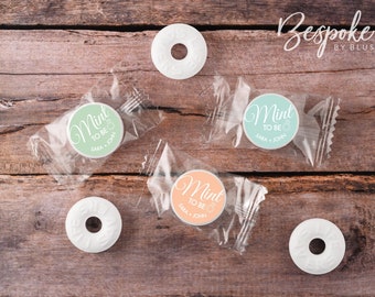 NEW! 108 Personalized Mint Stickers | Mint Labels | Mint To Be Favours | Wedding | Cursive Mint To Be | 40+ Colours | 0.75” Round Labels