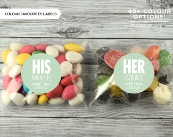 His Favourite & Her Favourite Favour Label | Wedding Favours | Favor Label | Candy Label | His and Her Favorite | Welcome Bag | 40+ Colours