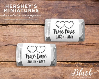 NYTT! Personliga Hershey's miniatyrchokladpapper | Minichokladpresenter | Chokladetiketter | Bröllop | Vitt | Set om 21