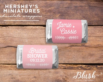 NYTT! Personliga Hershey's miniatyrchokladpapper | Minichokladpresenter | Chokladetiketter | Möhippa | Rosa | Set om 21
