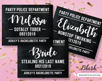 NEW! Bachelorette Party Mug Shot Signs | Customized With Name | Photo Booth | Bachelorette Party Games | Bride To Be | Bridesmaids | 8x10"