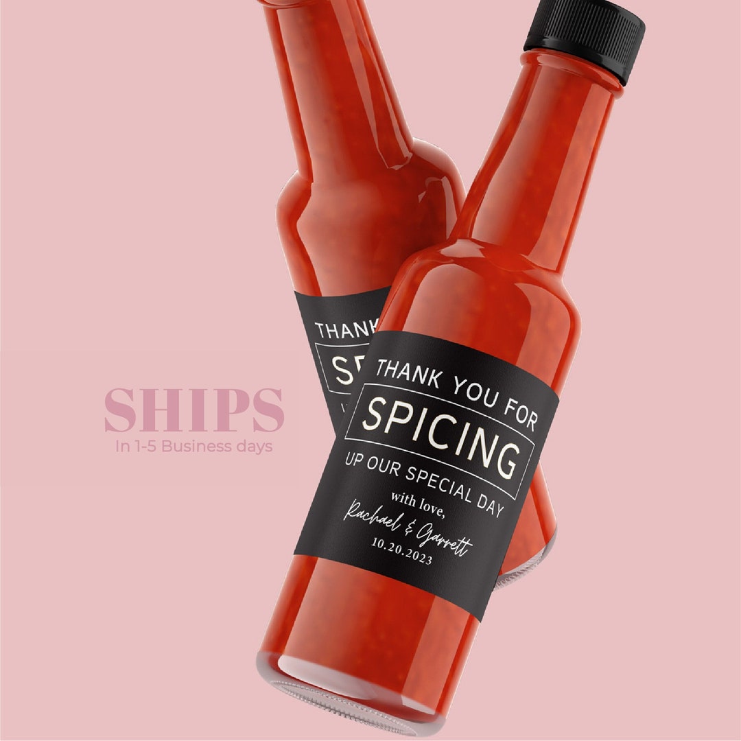 NEW 100 Hot Sauce Wedding Favour Labels Personalized Hot Sauce Label
