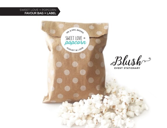 New Sweet Love Popcorn Favour Bag Label Favour Bag Etsy