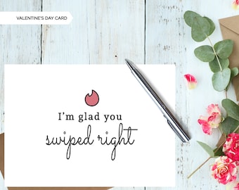 NEW! Funny Valentine's Day Card | Tinder Card | Swiped Right | Dating App Card | Online Dating Card | Anniversary Card | Multipack Available