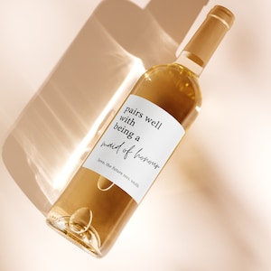 NEW! Pairs Well With Bridesmaid Duties Wine Label | Mini Champagne Labels | Will You Be My | Maid of Honour Proposal | Wedding Party Gift