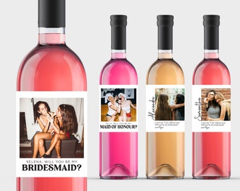 NEW! Bridesmaid Proposal Wine Label | Custom Photo Wine Label | Will You Be My Bridesmaid | Wine Label With Photo | Wedding Photo Label