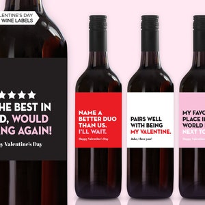 NEW! Valentine&#39;s Day Wine Labels | Valentine&#39;s Day Gift | Funny Valentine&#39;s Labels | Pairs Well With Being My Valentine | Naughty Valentine