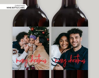 NOUVEAU ! Étiquette de vin photo personnalisée | Étiquette de vin de Noël | Étiquette de vin des Fêtes | Étiquette de vin | Étiquette de vin avec photo | Étiquette photo de Noël