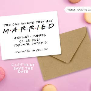 NOUVEAU ! AMIS font gagner la carte date | Émission de télévision d'amis | Celui où ils se marient | faire-part | Réservez vos dates | Mariage d'amis