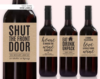 New Home Wine Label | Housewarming Gift | Neighbour Present | New House Gift | Congratulations Home | Home Is Where The Wine Is | Realtor