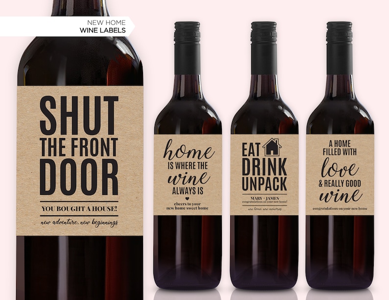 New Home Wine Label Housewarming Gift Neighbour Present Etsy Canada