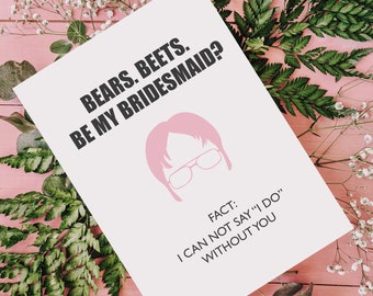 The Office Inspired Bridesmaid Card | Bears Beets | Bridesmaid Proposal | Maid Of Honour | Dwight | The Office TV Show | Multipack Available