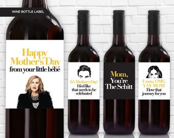 NEW! Mother's Day Wine Bottle Labels | TV Show | Wine Labels | David Rose | Rose Family | Ew David | Moira Rose | Alexia Rose | Bebe