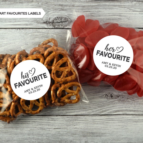 His Favourite & Her Favourite Favour Label | Wedding Favours | Favor Label | Candy Label | His and Her Favorite | Welcome Bag | White Heart