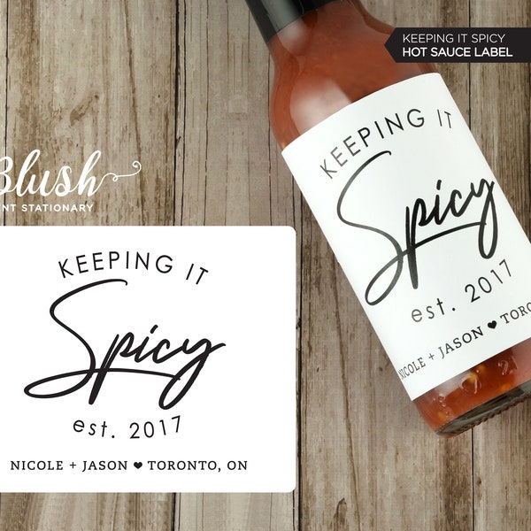 NEW! Hot Sauce Wedding Favour Labels | Personalized Hot Sauce Label  | Keeping It Spicy | Hot Sauce Favors | Engagement | Modern | Set Of 6