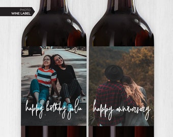 NEW! Custom Photo Wine Label | Birthday Wine Label | Anniversary Wine Label | Wine Label | Wine Label With Photo | Wedding Photo Label
