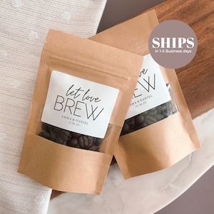 200 sacchetti per bomboniere Let Love Brew Coffee / bomboniere per addio al nubilato / sacchetti per bomboniere da caffè / bomboniere personalizzate per matrimonio / bomboniere da tè