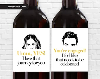 NOUVEAU ! Étiquettes de bouteilles de vin de fiançailles | Émission de télévision | Étiquettes de vin | David Rose | Alexis Rose | Bébé | Rose Moira | David | Fiançailles amusantes