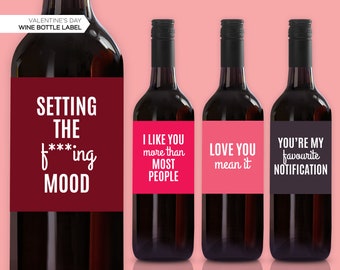 NEW! Valentine's Day Wine Labels | Valentine's Day Gift | Gift For Him or Her | Funny Valentine's Labels | Setting The Mood | Like You More