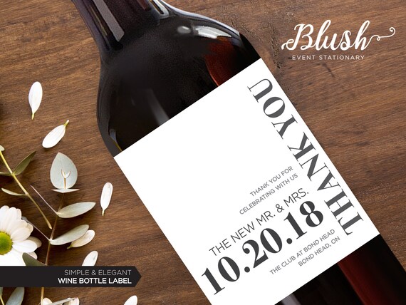 Simple & Elegant Personalized Wedding Wine Bottle Labels - Etsy