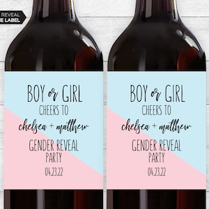 NEW! Gender Reveal Wine Label | New Baby Announcement | Gender Reveal Party Decor | Pregnancy Announcement | Baby Shower | Due Date | Pink