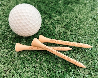 NEU! Personalisierte Golf-Tees | Golf Gastgeschenke | Gravierte Golf Tees | Golf Tee Gefälligkeiten | Gastgeschenke Golf Tees aus Holz | 6cm