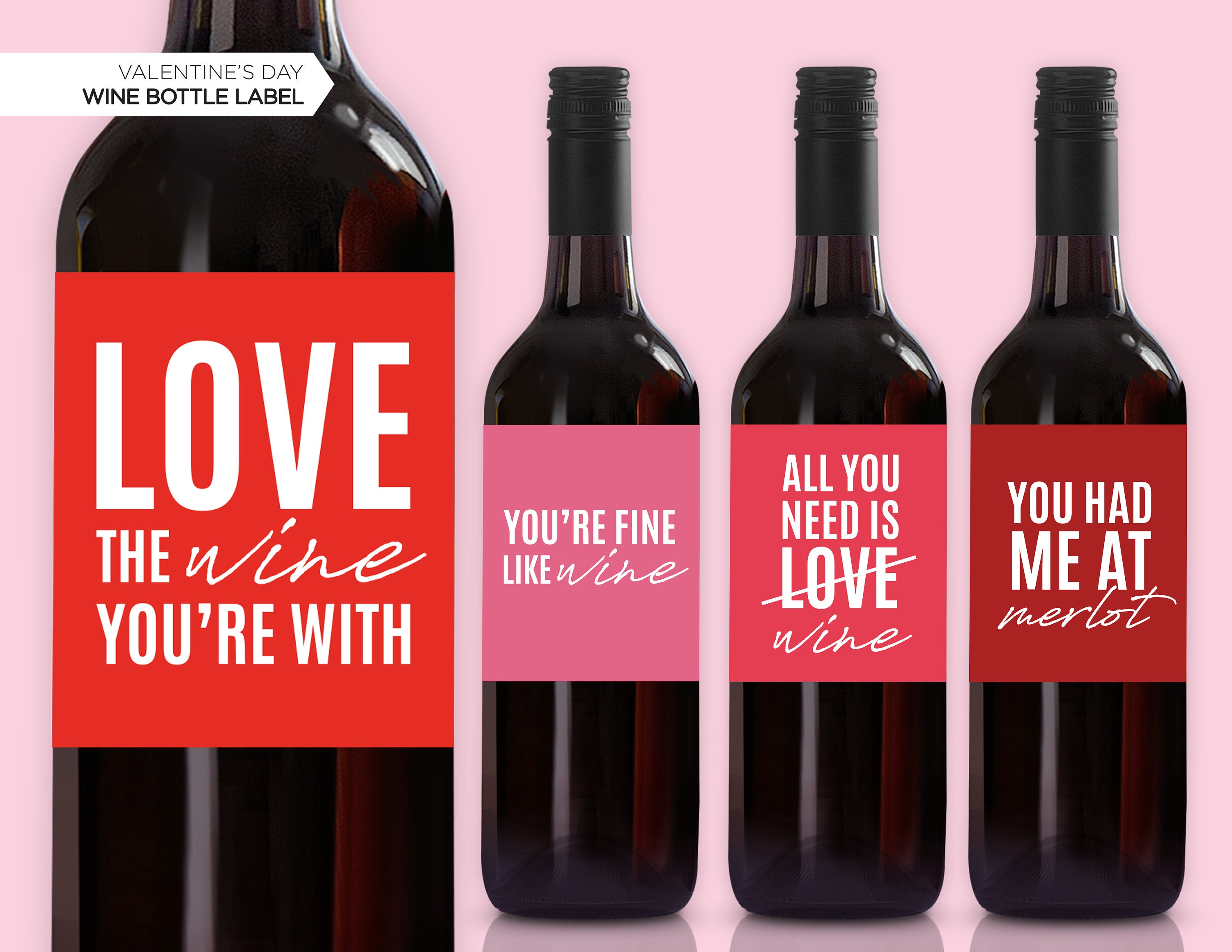 New! Valentine's Day Wine Labels | Valentine's Day Gift | Gift For Him or Her | Funny Valentine's Labels | You Had Me At Merlot | Fine Wine