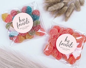 Etiquettes + sacs His Favorite & Her Favorite Favour | Cadeaux de mariage | Étiquette de bonbons | Elle et lui préférées | Sacs à bonbons pour cadeaux de mariage | Bricolage