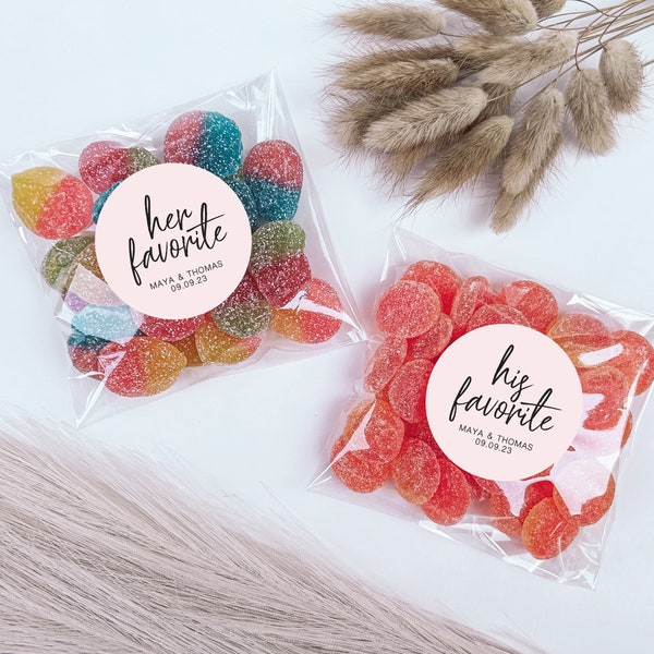 His Favorite & Her Favorite Favor Labels + Bags | Wedding Favours | Candy Label | His and Her Favourite | Wedding Favor Candy Bags | DIY