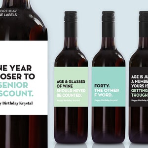 NEW! Birthday Wine Labels | Age Is Just A Number | Forty The Other F Word | 30th Birthday | 40th Birthday | 50th Birthday | Birthday Gift