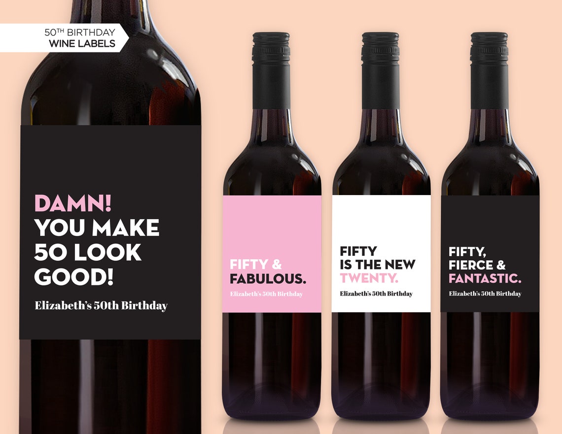 NEW 50th Birthday Wine Labels Fifty Fabulous Funny Birthday Gift new-50th-birthday-wine-labels-fifty-fabulous-funny-birthday-gift