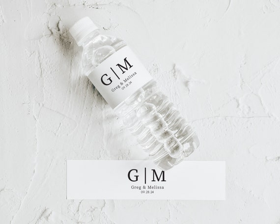 Monogram Wedding Water Bottle Labels | Personalized Waterproof Label | Wedding Welcome Bags | Wedding Bottle Labels | Wedding Water Sticker
