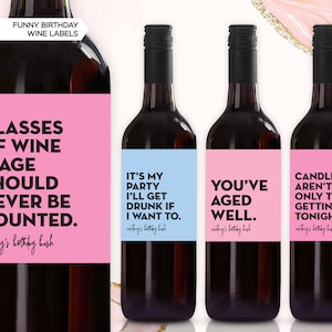 Funny Birthday Wine Labels | Birthday Wine | Dirty 30 Wine Label | Birthday Decor | 30th Birthday Party | Birthday Gift | Gift For Her |