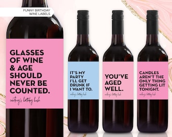 Funny Birthday Wine Labels | Birthday Wine | Dirty 30 Wine Label | Birthday Decor | 30th Birthday Party | Birthday Gift | Gift For Her |