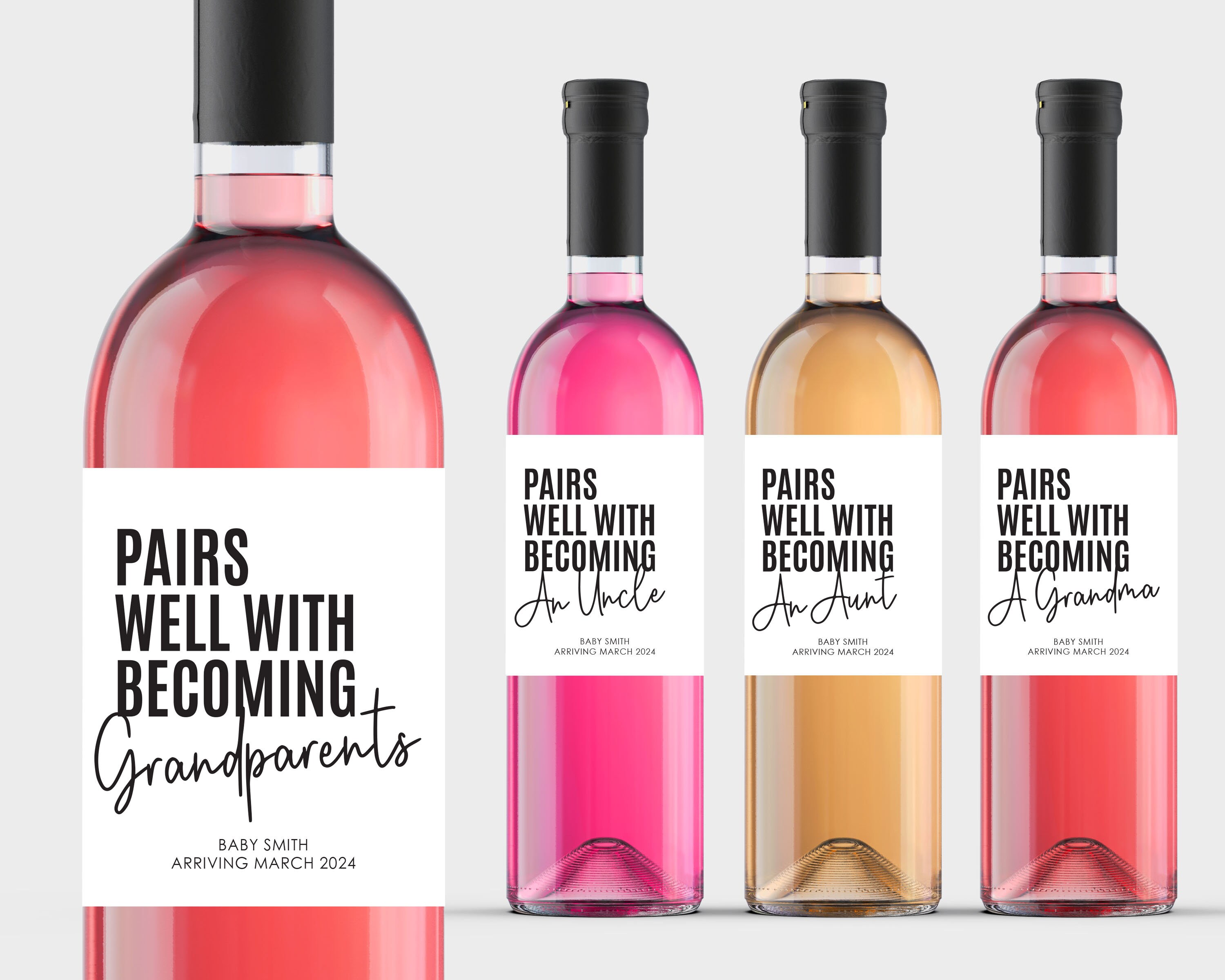 NEW! Baby Announcement Wine Labels | Pairs Well With Becoming ...