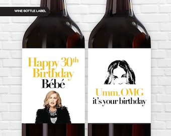 Nouveau ! Étiquettes d'anniversaire pour bouteilles de vin | Émission de télévision | Étiquettes de vin | David Rose | Alexis Rose | Bébé | Rose Moira | David | Cadeau d'anniversaire