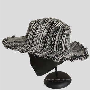 Handmade Striped Cotton Hat: Frayed Brim, UV Protection