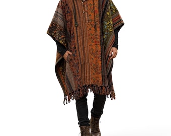 Happy Mushroom Cotton Patchwork Poncho – Handmade in Nepal