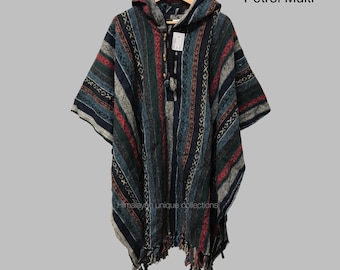 Cotton thick stripe thick poncho