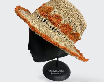 Unisex Orange hemp cotton hat
