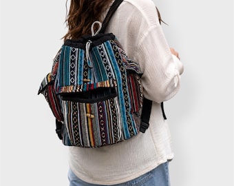 Handmade Multi-Colour Cotton Backpack with Laptop Sleeve